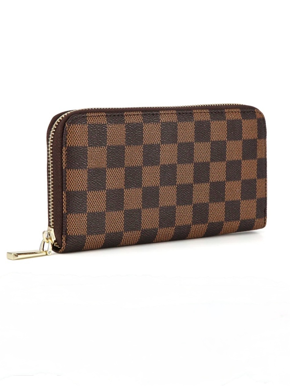 DAISY ROSE Zip Around Wallet and Phone Clutch, Brown Checkered